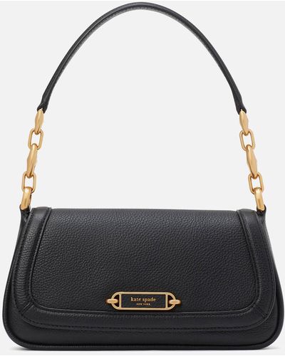 Kate Spade Gramercy Pebbled Leather Medium Flap Shoulder Bag - Black