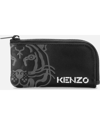 KENZO K-tiger Line Zip Card Holder - Black