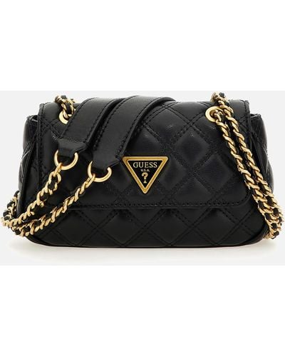Guess Giully Mini Quilted Faux Leather Crossbody Bag - Schwarz