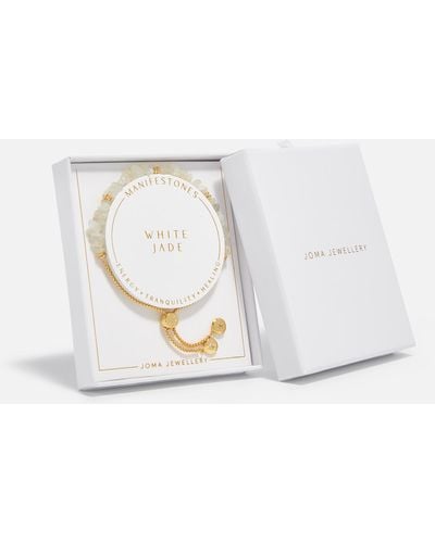 Joma Jewellery Manifestones White Jade Luck & Prosperity Gold-plated Bracelet