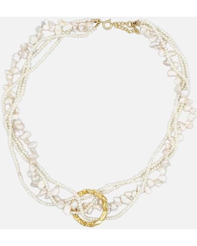 Hermina Athens Full Moon Tangled Pearl Necklace - Metallic