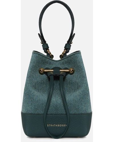 Strathberry Lana Osette Cashmere And Leather Hobo Bag - Blue