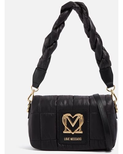 Love Moschino Thin Air Shell And Faux Leather Shoulder Bag - Black