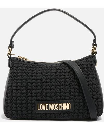 Love Moschino Borsa Nylon And Faux Leather Shoulder Bag - Black
