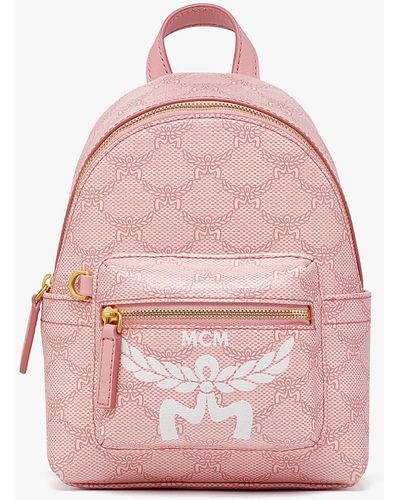 MCM Stark Monogram Coated-canvas Mini Backpack - Pink