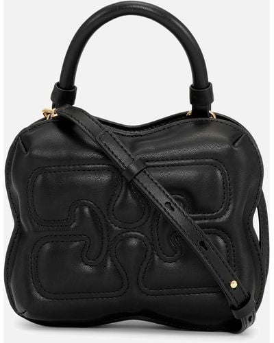 Ganni Butterfly Padded Leather Small Crossbody Bag - Black