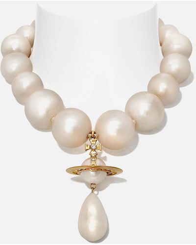 Vivienne Westwood Giant Gold-tone Brass Pearl Drop Necklace - Metallic