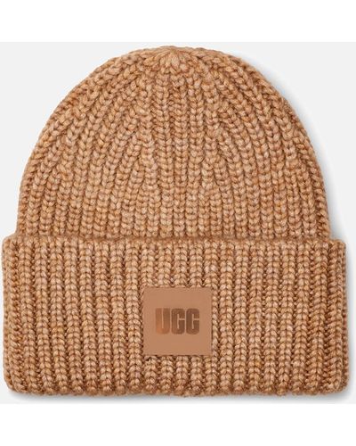 UGG Airy Knit Ribbed Beanie - Brown