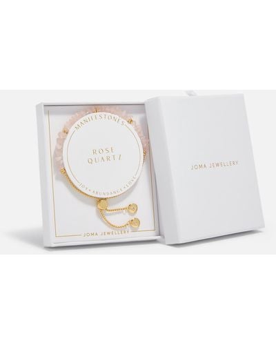 Joma Jewellery Manifestones Rose Quartz Love Gold-plated Bracelet - White