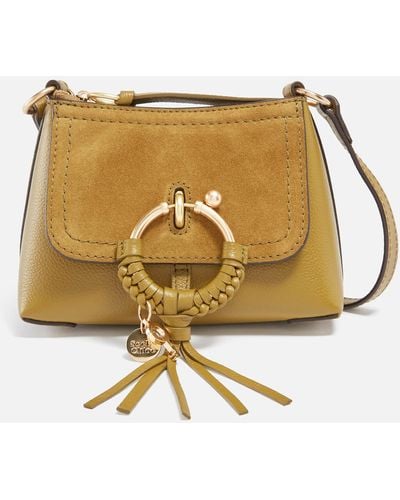 See By Chloé Joan Mini Leather And Suede Crossbody Bag - Metallic