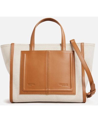 Ted Baker Aksanna Medium Canvas And Faux Leather Tote Bag - Brown