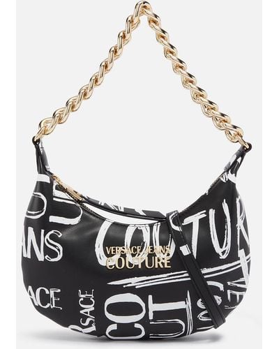 Versace Printed Faux Leather Bag - Black