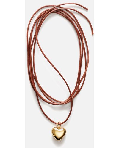 Anni Lu Heart On A String 24-karat Gold Ion Plating Necklace - Brown
