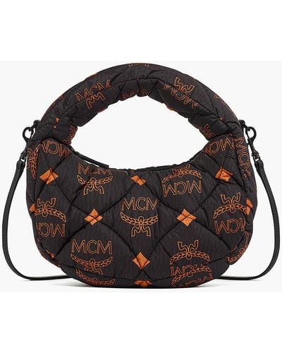 MCM Aren Hobo Logo-print Quilted Shell Mini Bag - Black