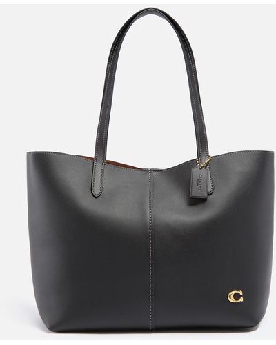 COACH North 32 Branded-plaque Leather Tote Bag - Black