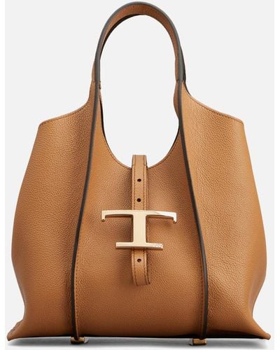 Tod's Mini T Timeless Leather Hobo Bag - Brown