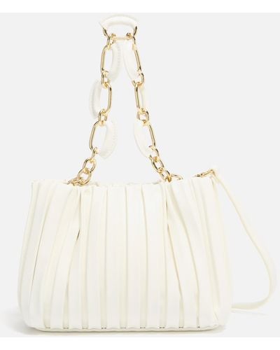 Dune London Dinidominie Small Pleated Faux Leather Tote Bag - White