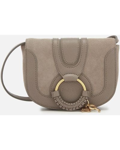 See By Chloé Hana Mini Textured-leather And Suede Shoulder Bag - Grey