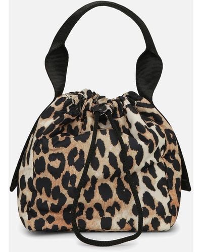 Ganni Tech Leopard-print Recycled Shell Pouch - Black