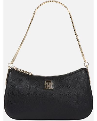 Tommy Hilfiger Timeless Faux Leather Shoulder Bag - Black