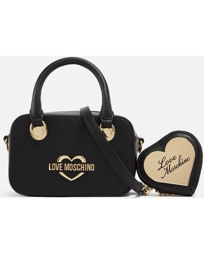 Love Moschino Hollies Faux Leather Bowling Bag - Black