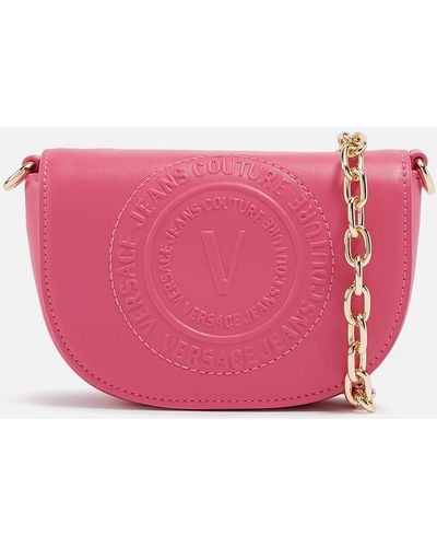 Versace Micro Faux Leather Crossbody Bag - Pink