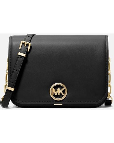 MICHAEL Michael Kors Delancey Leather Medium Chain Messenger Bag - Black