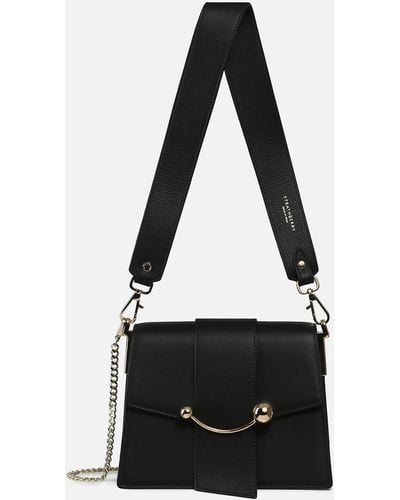 Strathberry Box Crescent Leather Shoulder Bag - Black