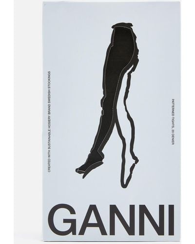 Ganni Butterfly Logo-Jacquard Tights - Black