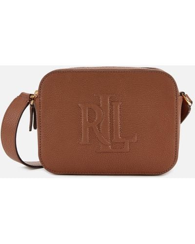 Lauren by Ralph Lauren Carrie 24 Tan Leather Cross-body Bag in Brown