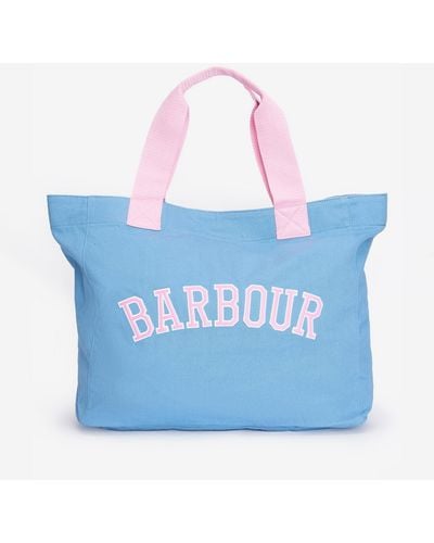 Barbour Logo Cotton Tote Bag - Blue
