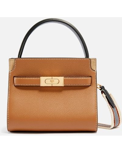Tory Burch Lee Radziwill Leather And Suede Bag - Brown