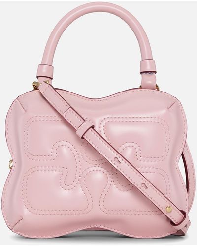 Ganni Butterfly Padded Leather Small Crossbody Bag - Pink
