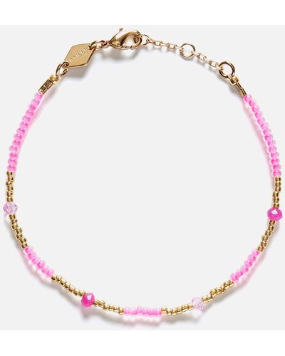 Anni Lu Clemence 18-karat Gold Plated Bead Bracelet - Pink