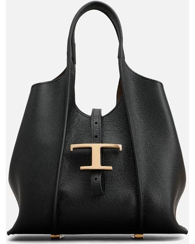 Tod's Mini T Timeless Leather Hobo Bag - Black