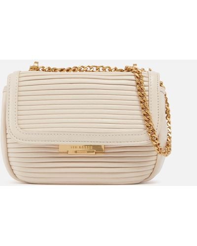 Ted Baker Pyalily Plissé Faux Leather Crossbody Bag - Natural