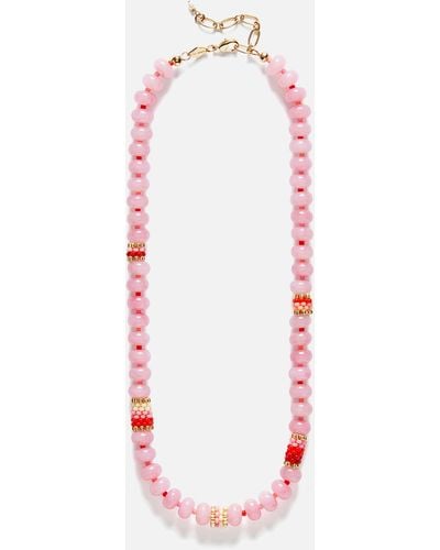 Anni Lu Barrel 18-karat Gold Plated Bead Necklace - Pink