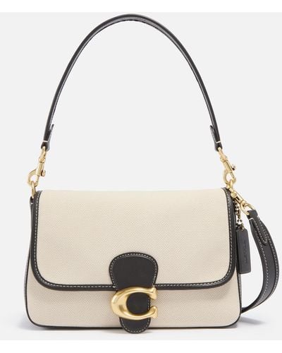 COACH Canvas And Leather Soft Tabby Shoulder Bag - Black