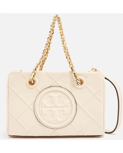 Tory Burch Fleming Quilted Leather Tote Bag - Natural