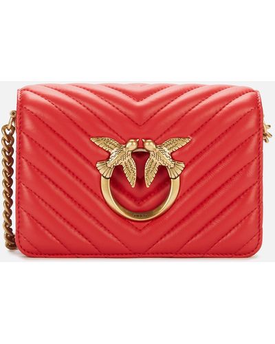 Pinko Love Click Mini Quilt Bag Cross Body Bag - Red