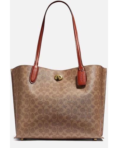 COACH Willow Tote Bag In Signature Canvas - Brown