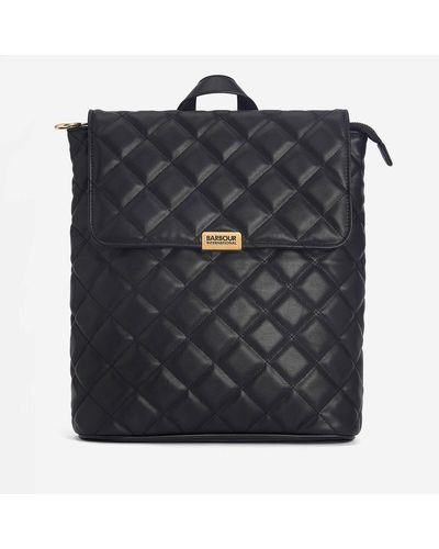 Barbour Hoxton Diamond Quilted Faux Leather Backpack - Black