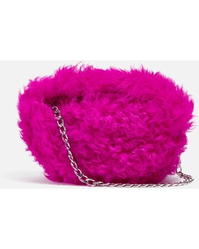 BY FAR Furry Baby Cush Faux Fur Bag - Pink