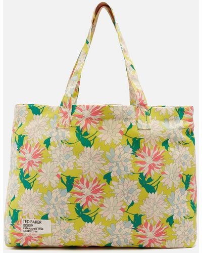 Ted Baker Kathyy Floral-print Canvas Tote Bag - Green