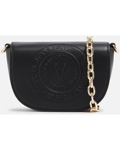 Versace Faux Leather Crossbody Bag - Black