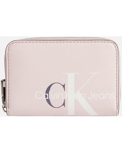 Calvin Klein Sculpted Mono Zip Around Wallet - Pink