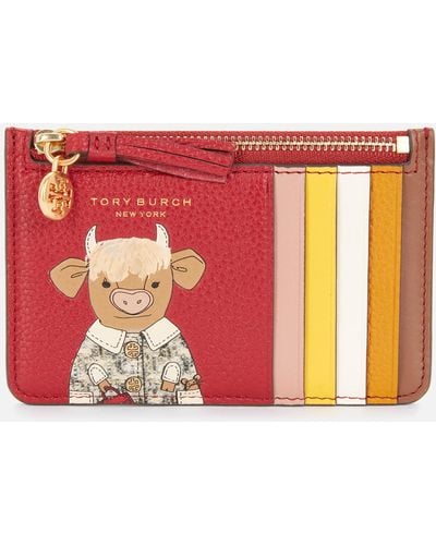 Tory Burch Ozzie The Ox Top-zip Card Holder - Red