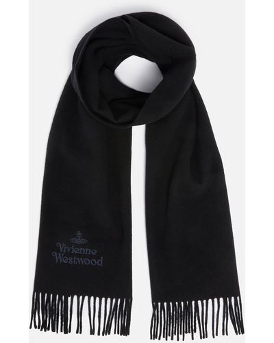 Vivienne Westwood Embroidered Logo Wool Scarf - Black