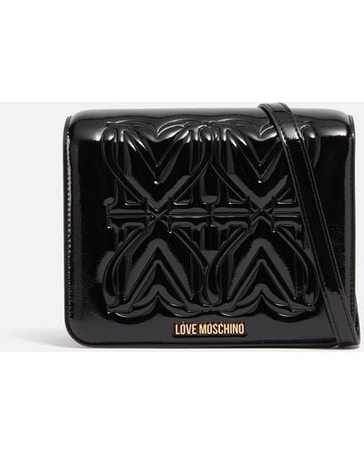 Love Moschino Big Embossment Faux Leather Crossbody Bag - Black