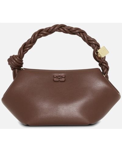 Ganni Bou Recycle Leather And Faux Leather Bag - Brown